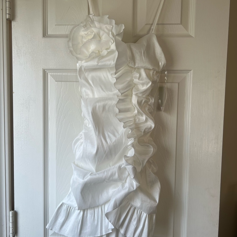 Elegant White Ruffled Dress